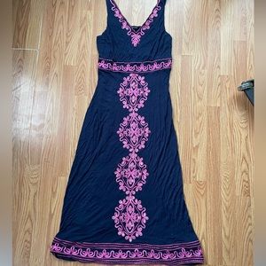 Navy Blue and Pink Maxi Dress